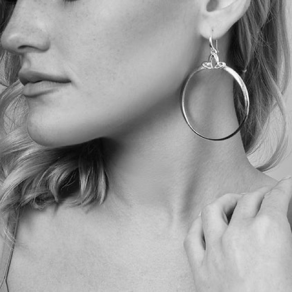 REALM | Portrait Hoop Earring 48mm - Sterling Silver | Statement Earrings - Picture 1 of 13